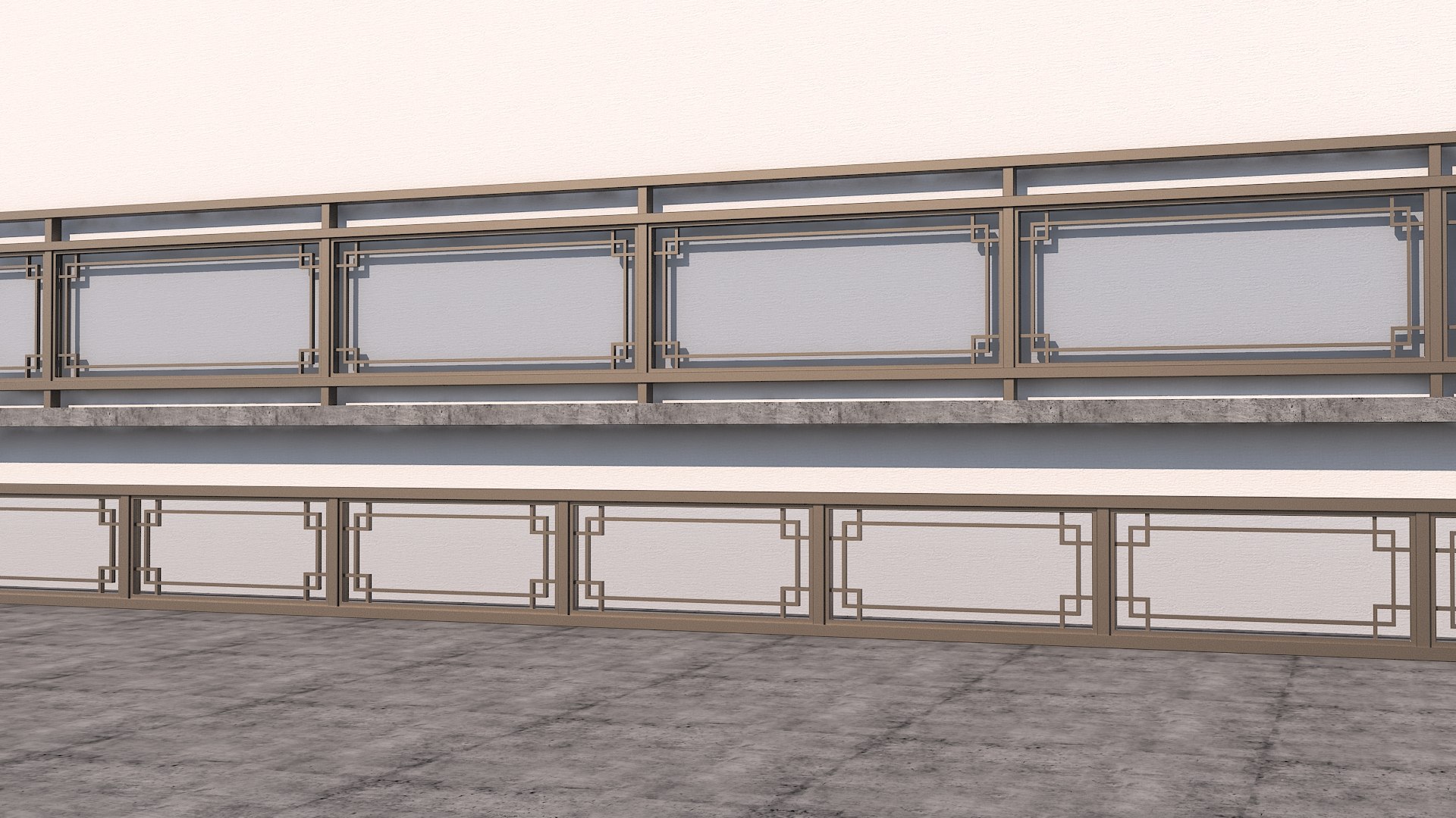 3D Model Chinese Glass Metal Railing01 - TurboSquid 2122313