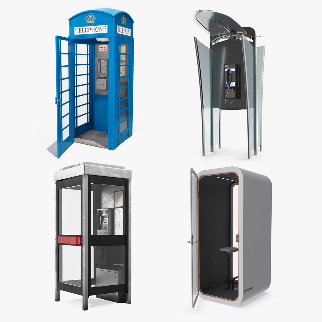 Phone Booths Collection 2 3D model preview