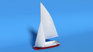 Low Poly Cartoon Javelin Dinghy Sailboat