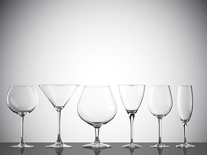 3D model glasses water