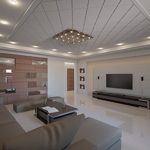 modern living room interior 3D model