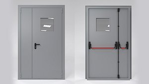 Fire double door with handle push anti-panic model