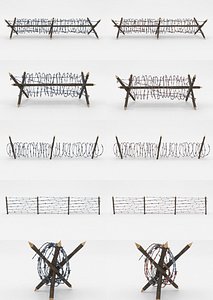 Lowpoly Barb Wire Obstacle Collection