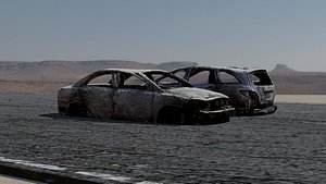 3D Burned out cars model