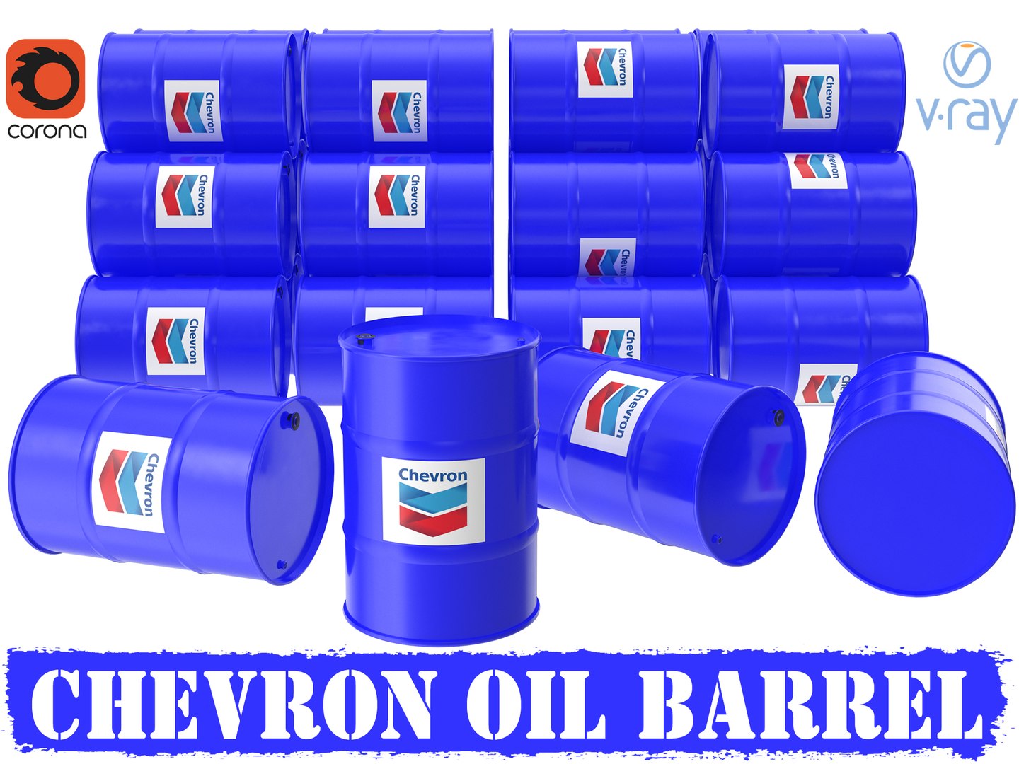 Chevron oil barrel model TurboSquid 1810083