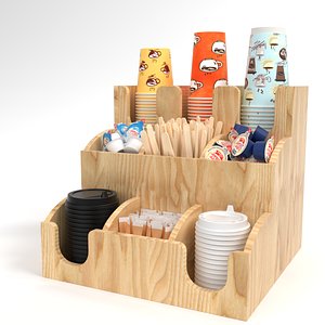 Bar Holder Organizer Paper Cup Dispenser Wood