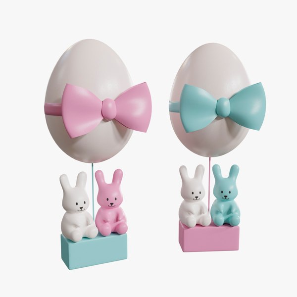 modelo 3d Easter Egg Balloon with Bunnies - TurboSquid 2026162