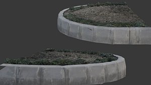 3D Urban Concrete Planter with Foliage