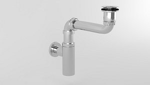 3D WASHBASIN CHROME PLUMBING PIPE