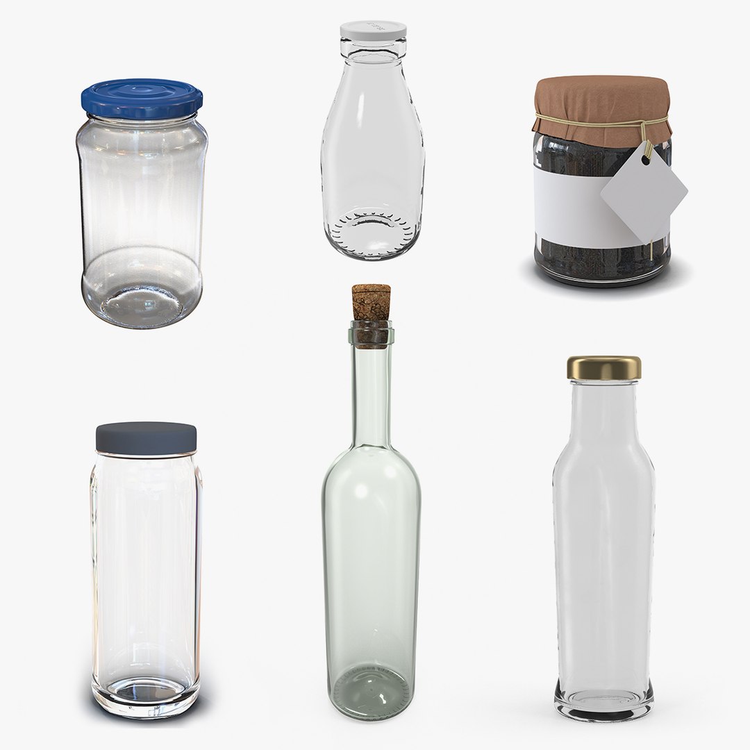 Glass Bottles Collection 4 3D model preview