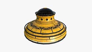 3D Alien Spaceship UFO F08 Yellow Dirt - Sci Fi Spacecraft Design model
