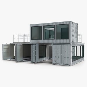 3D Modern Container Office White