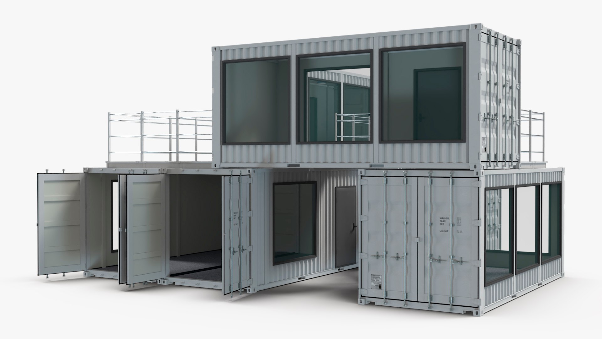 Modern Container Office White 3D model preview