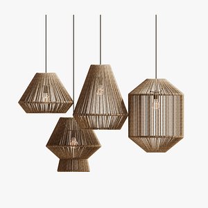 Curated Nomad Westlake Seagrass Beige Pendant Shade Home Decor 3D model