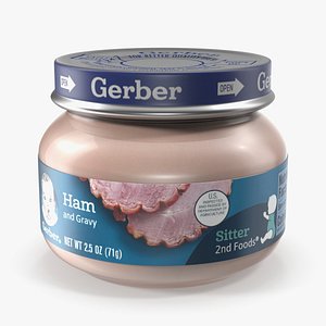 Baby Food Jar Gerber Ham and Gravy 71g 3D model