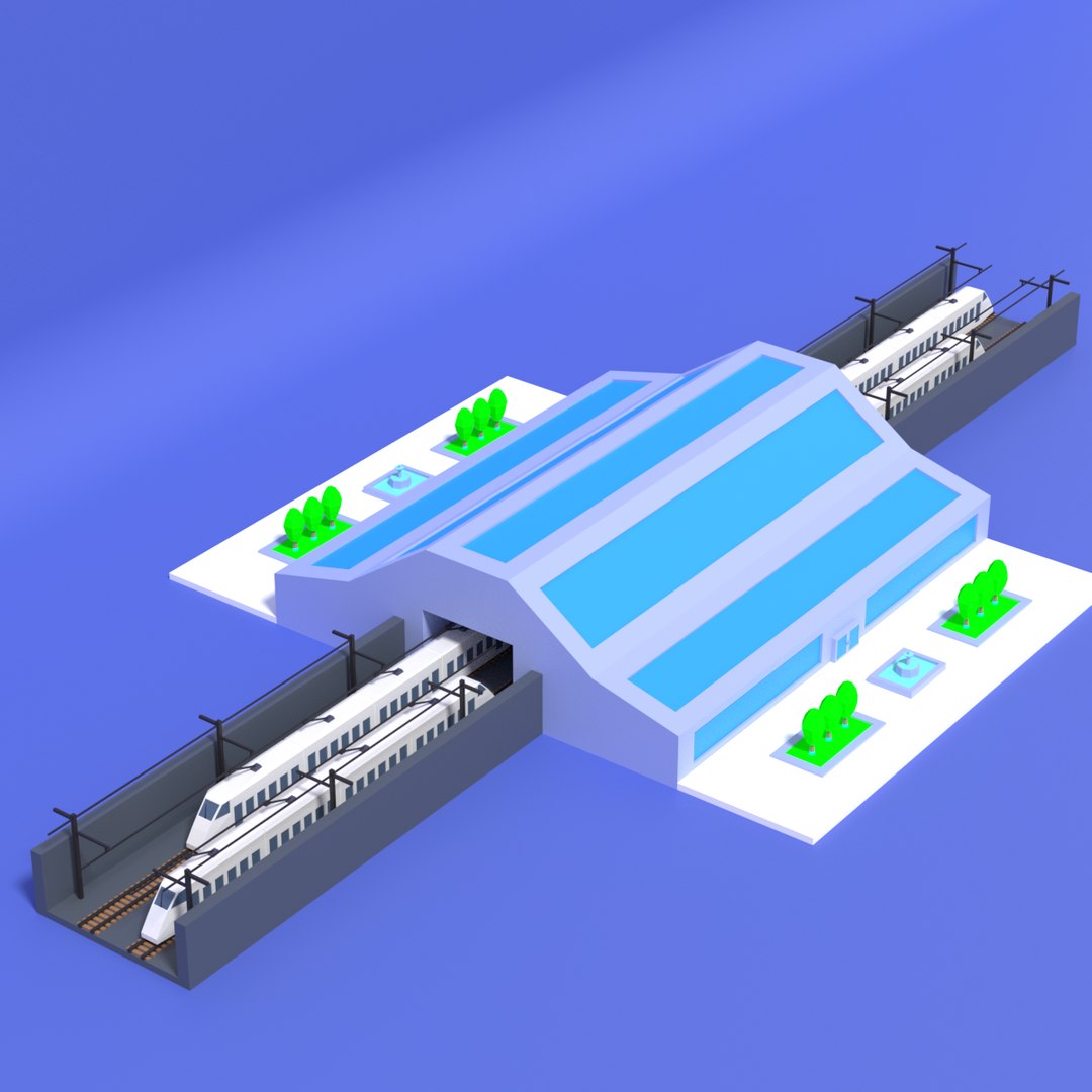 Cartoon High Speed Railway Station 3D Model - TurboSquid 1962131