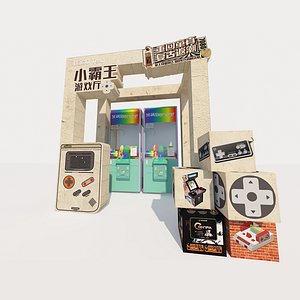 3D Retro Little Overlord Game Hall Commercial Display Doll Machine Retro Childlike Digital Market Booth