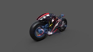Sci-Fi Motorcycle Neon 3D Low Poly Model With 4k PBR Textures