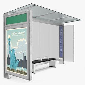 Modern Bus Stop Shelter with Advertisement Panel