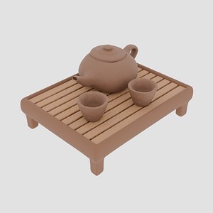 3D Chinese teapot on tea table