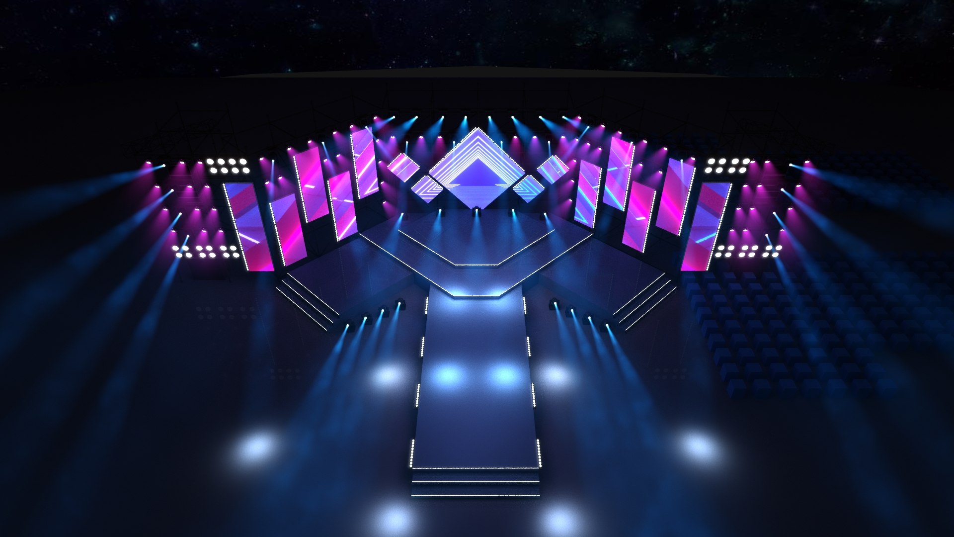 Virtual Stage Stage Truss Meeting Hall Wedding Show Concert v50 3D ...