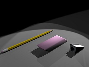 Pencil, Eraser, Pencil Sharpener