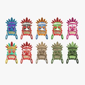 3D model 10 Tribal Masks J Collection - Costume Character Design