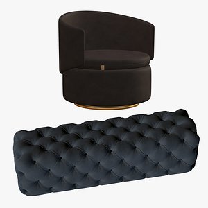 3D Realistic Leather Sofa Chair Chesterfield Sofa model