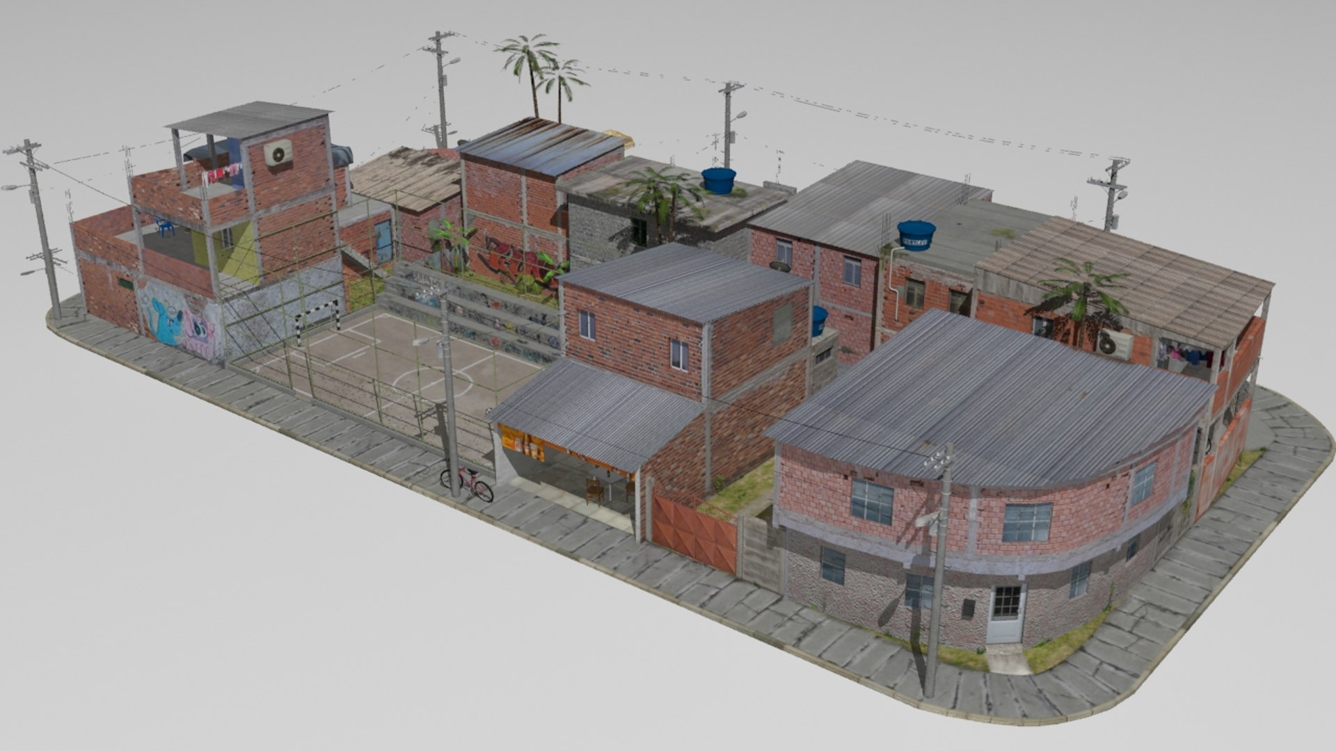 Favela Houses Football 3D Model - TurboSquid 1372747