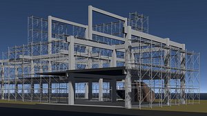 3D Town hall building under construction in section cut 25-57