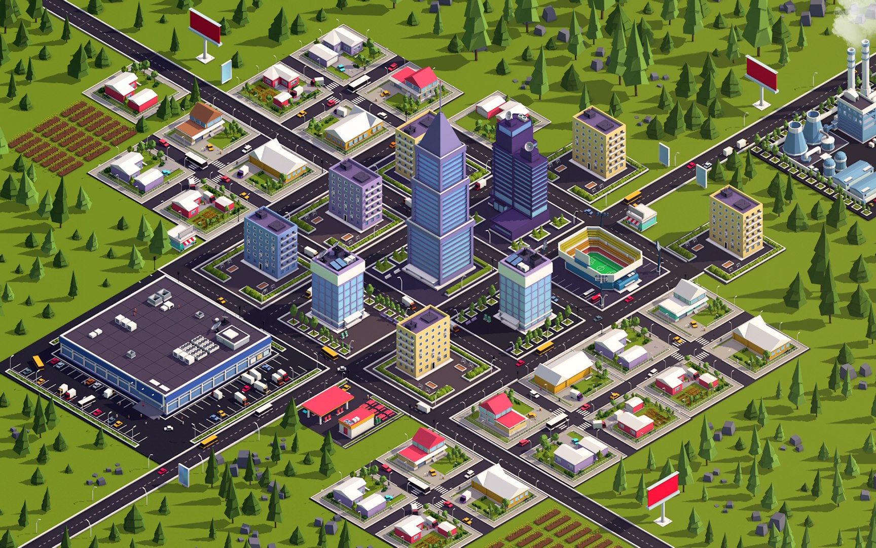 Town City Model - TurboSquid 1264653