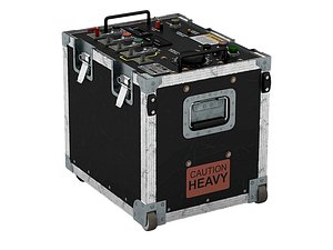 Worn Wheeled Road Case Control Unit With Caution Heavy Label