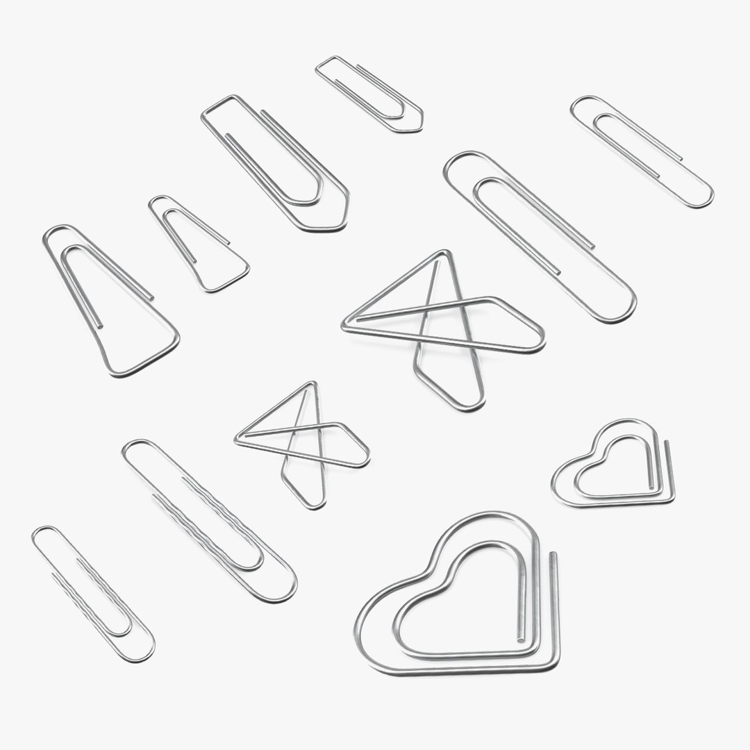 Metal Paper Clips Collection 3 3D model preview