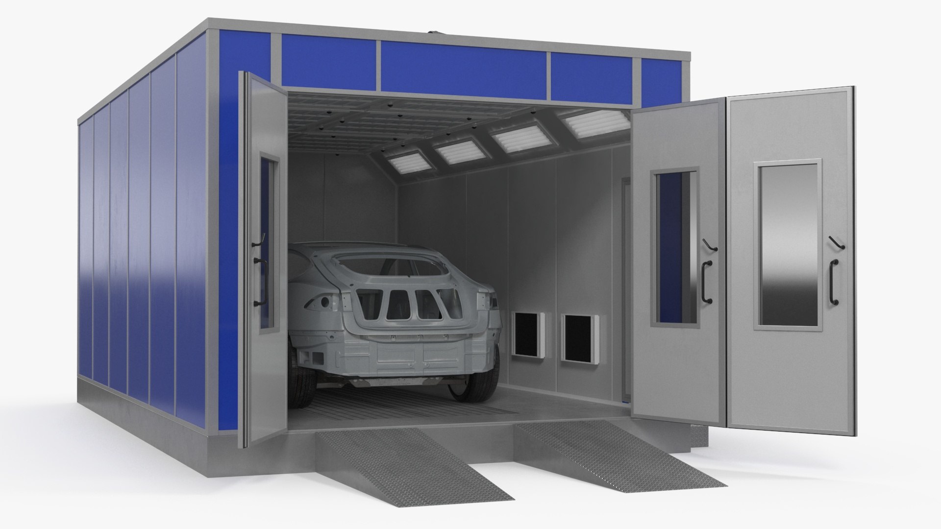 Automotive Paint Booth with Vehicle 3D model preview