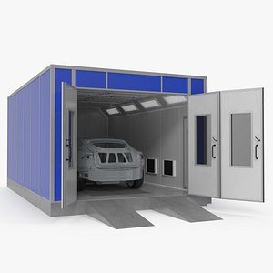 Automotive Paint Booth with Vehicle 3D model