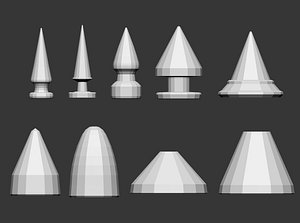 50 low poly studs and spikes base mesh IMM