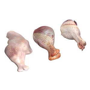 3D Raw chicken drumsticks