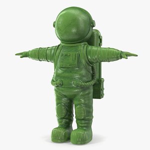 Astronaut Toy Character Green T-pose 3D