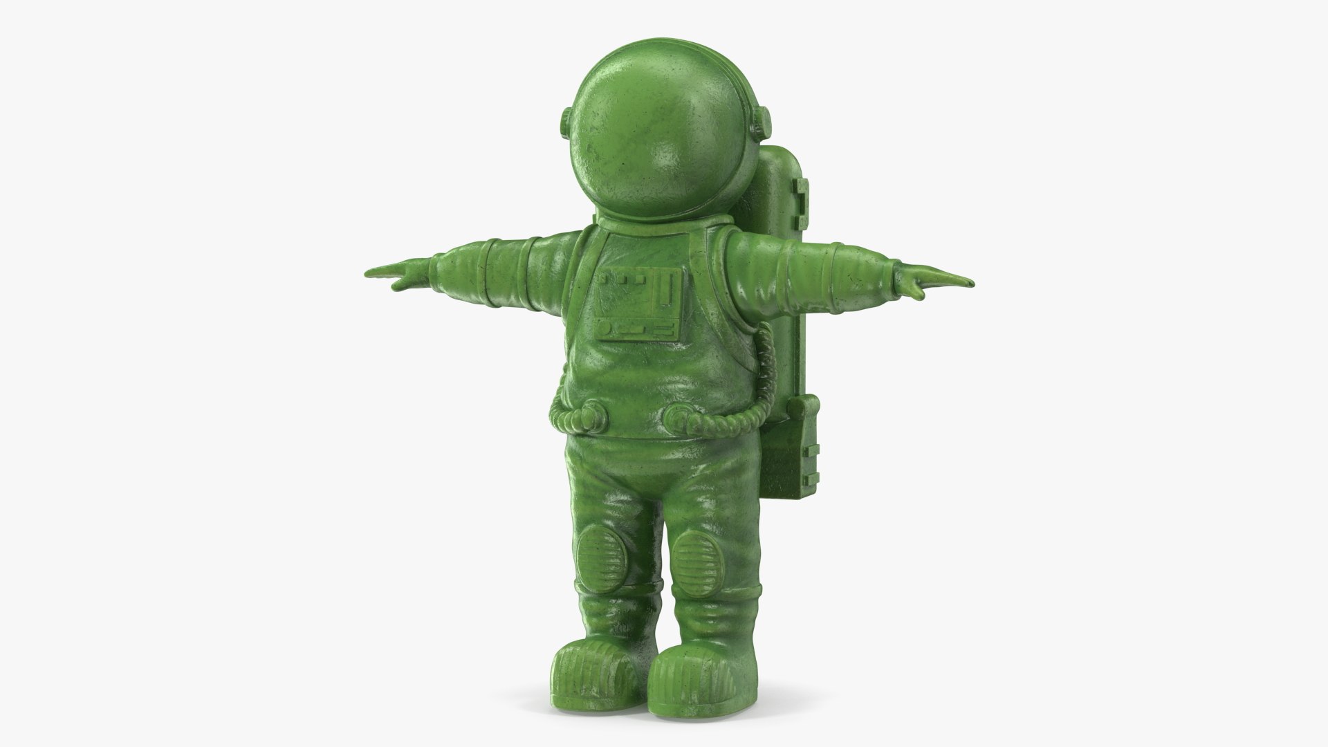 Astronaut Toy Character Green T-pose 3D model preview