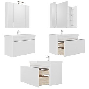 Furniture set Vilora 60-80-105 white gloss 3D model
