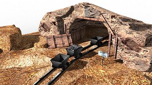 old coal mine miningcart cave 3D model