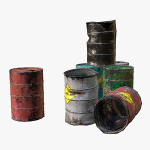 3D Low-poly game-ready barrels models