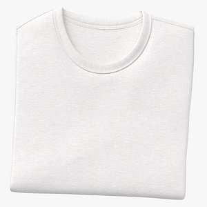 T Shirt Folded Female Crew Neck White Blank and Branded Heather model