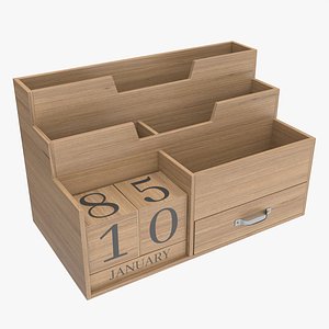 3D model Wooden Desk Organizer 03