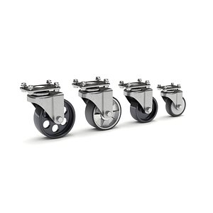 3D caster set wheel model