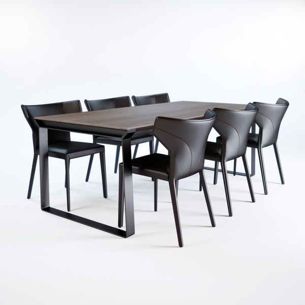 omega table and pigreco chairs 3d model