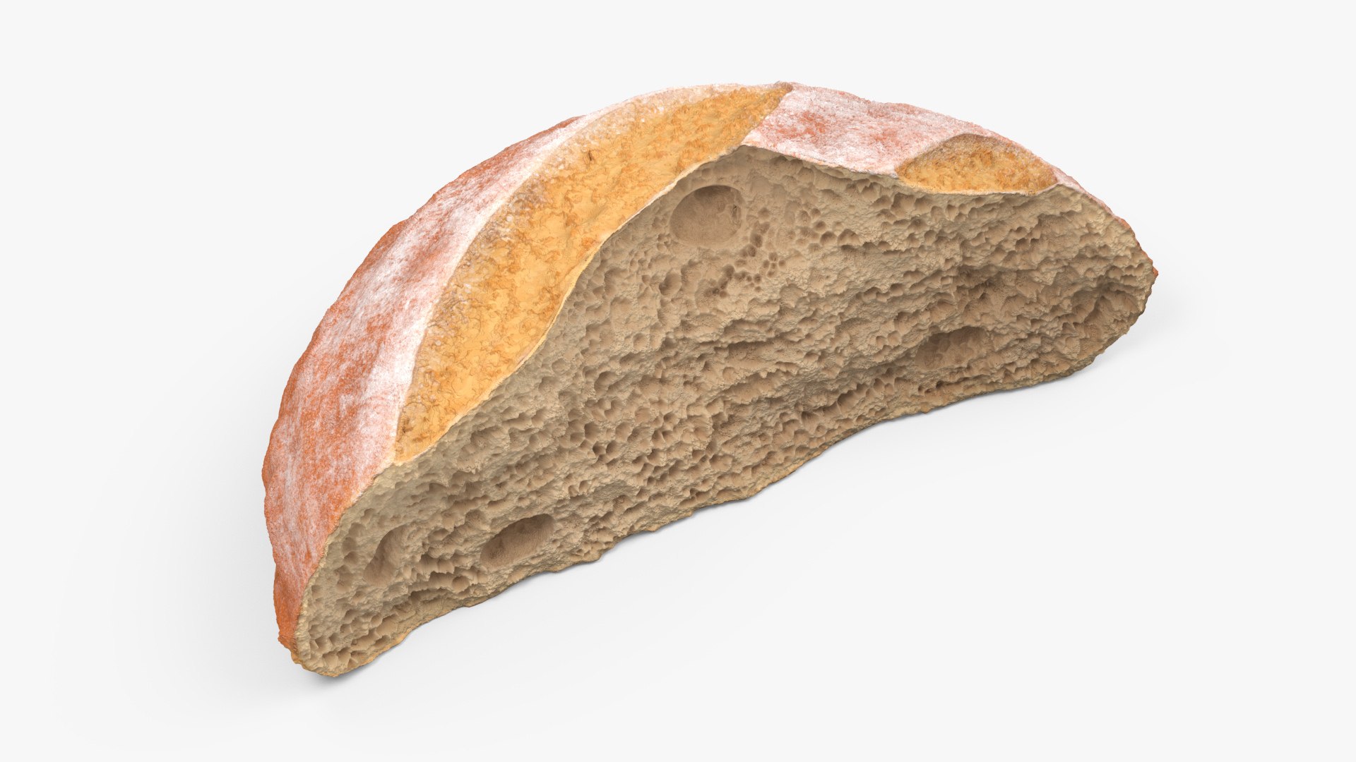 Broken Half Round Bread 3D model preview