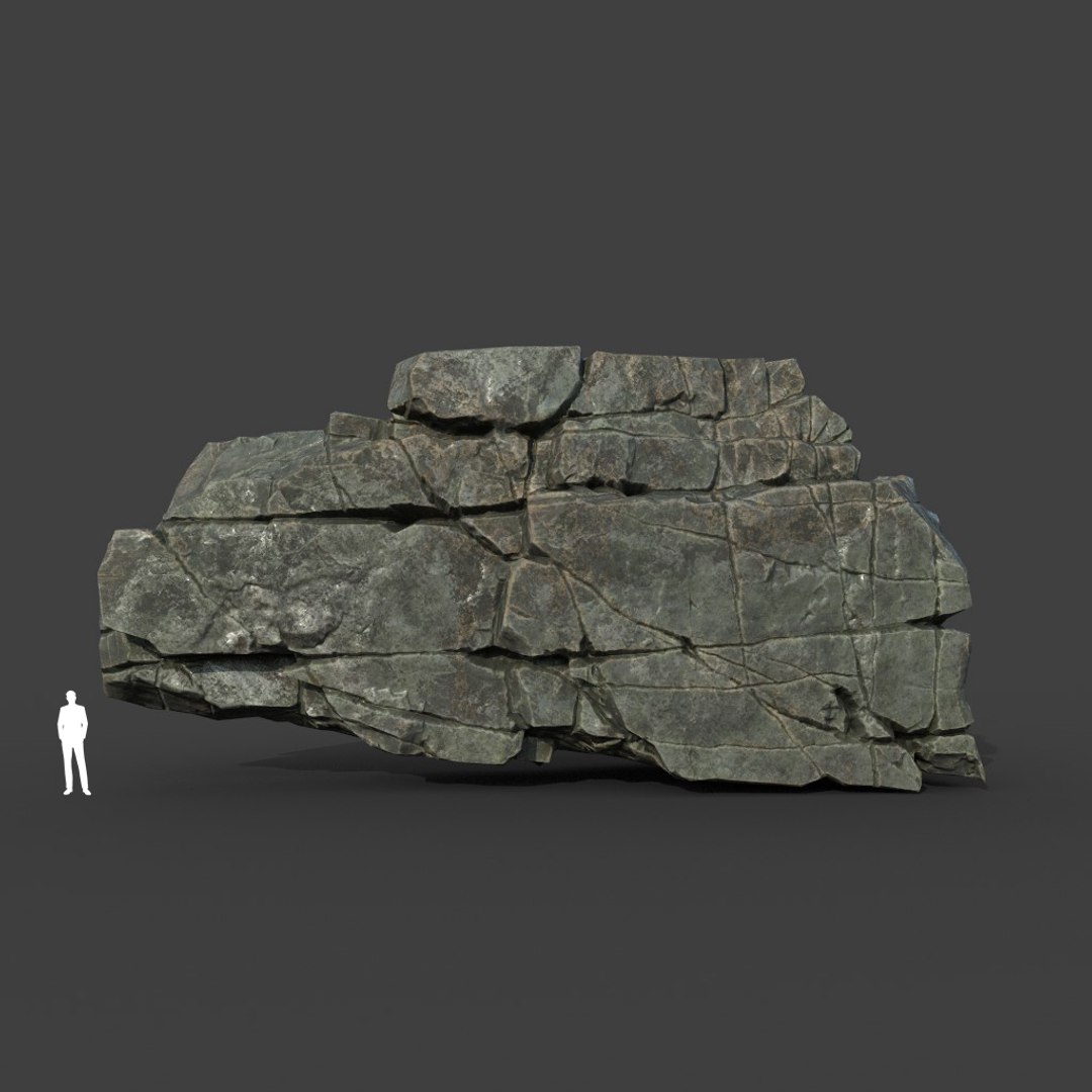 3D Model Low Poly PBR Black Cracked Modular Rock - TurboSquid 2164243