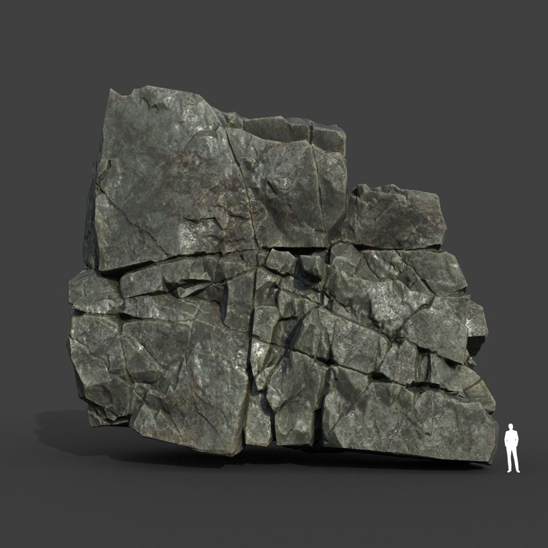 3D Model Low Poly PBR Black Cracked Modular Rock - TurboSquid 2164243