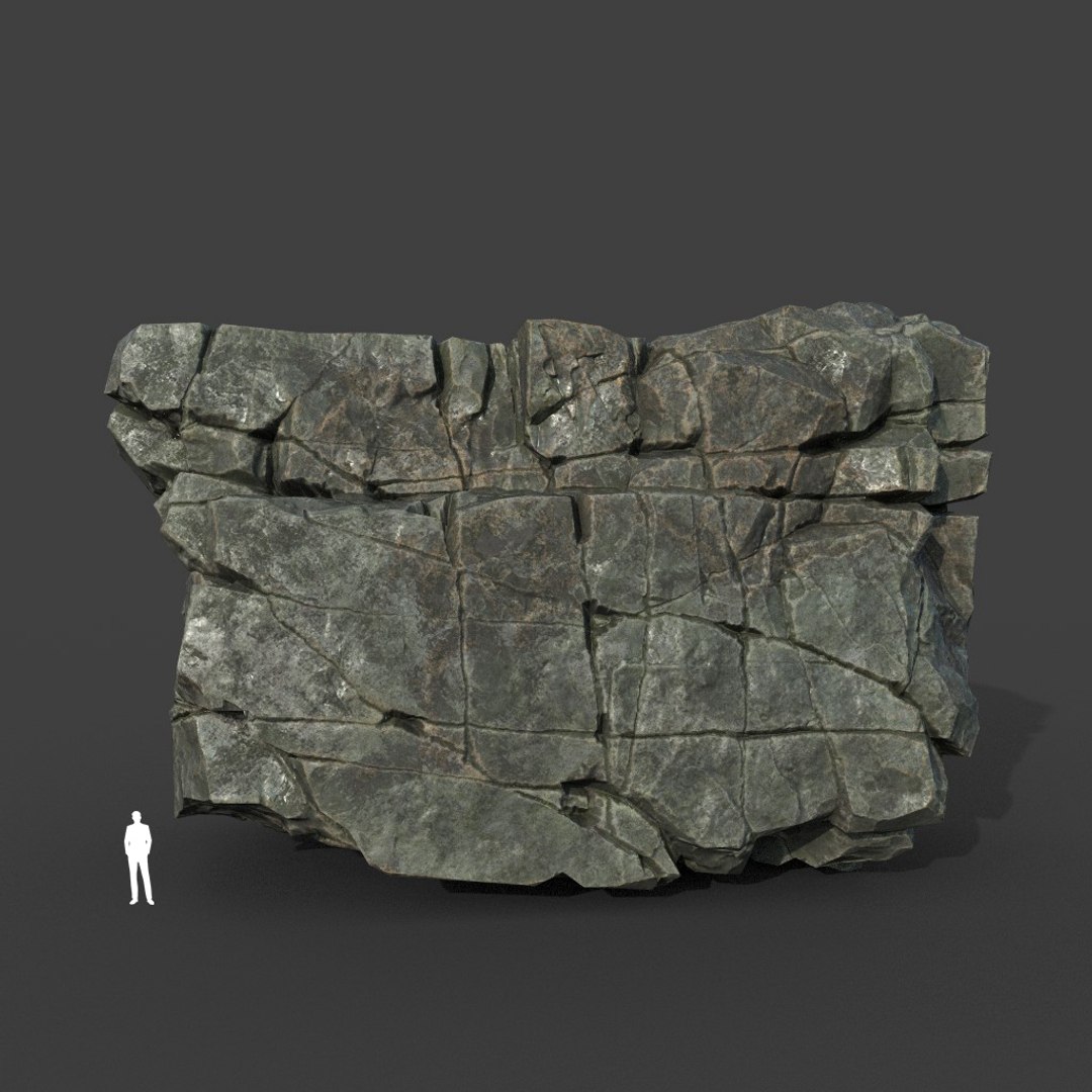 3D Model Low Poly PBR Black Cracked Modular Rock - TurboSquid 2164243